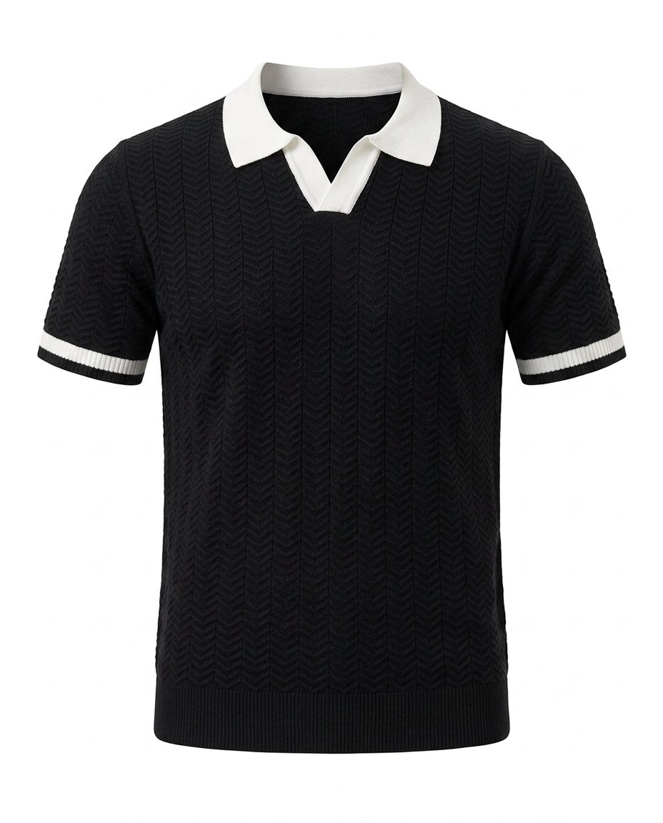 Men's short-sleeve polo shirt, new summer style, high-end trendy look, stretchy slim-fit collared t-shirt