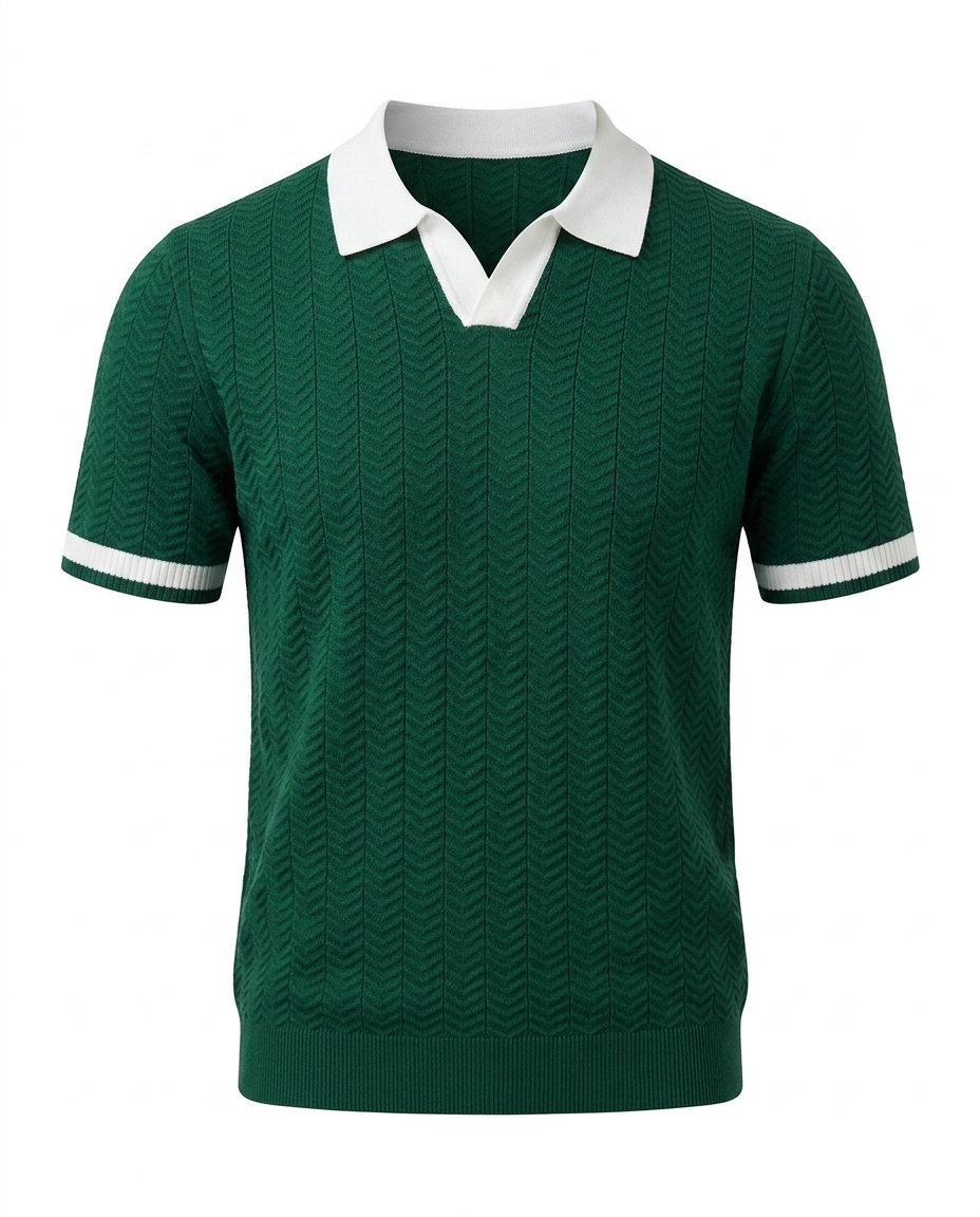 Men's short-sleeve polo shirt, new summer style, high-end trendy look, stretchy slim-fit collared t-shirt