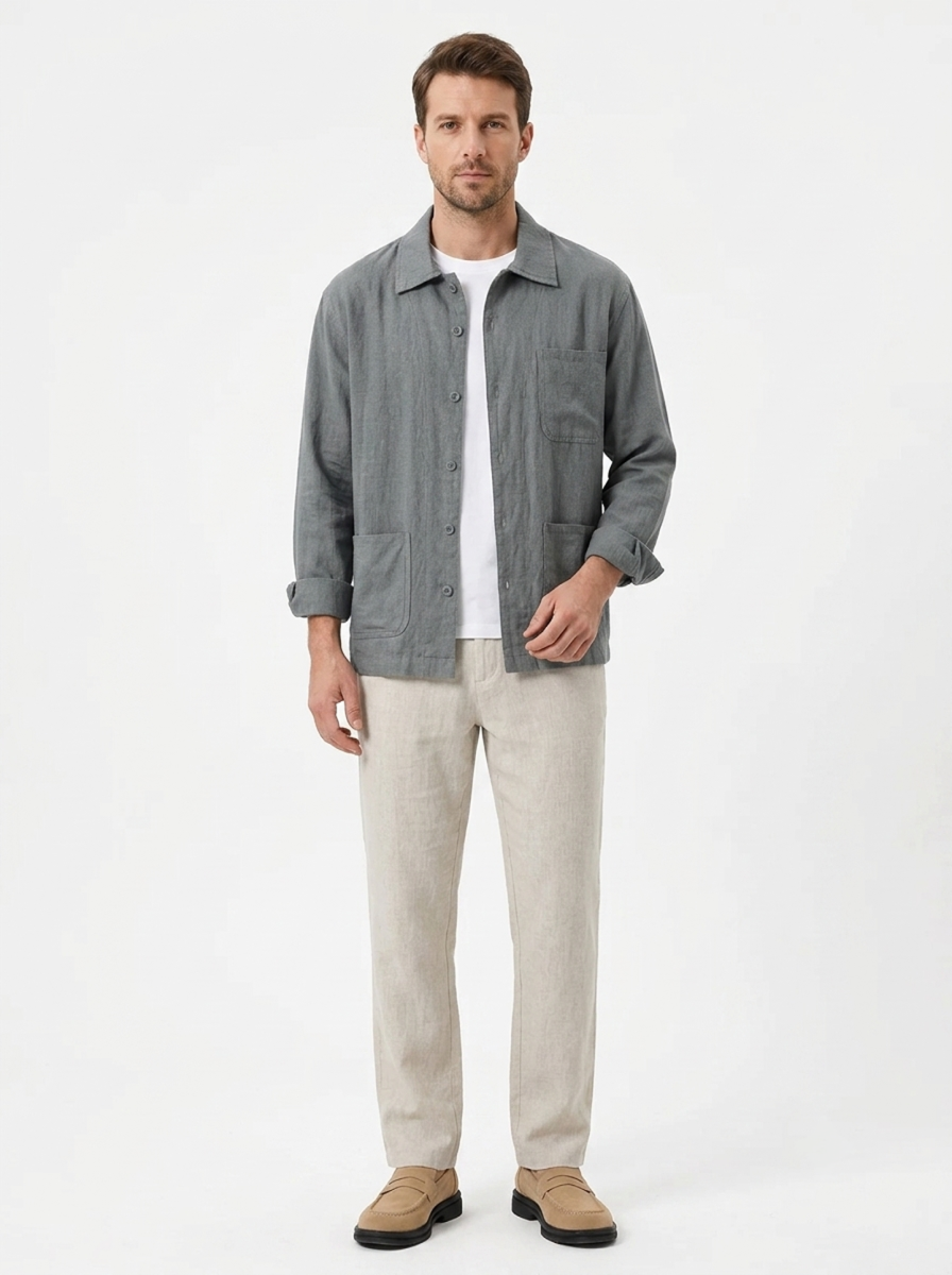 The Linen Overshirt — Lapel Cut