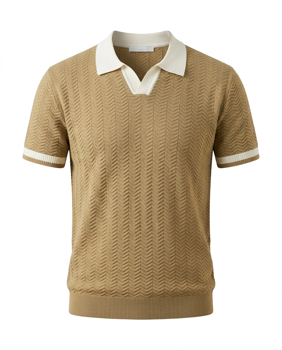 Men's short-sleeve polo shirt, new summer style, high-end trendy look, stretchy slim-fit collared t-shirt