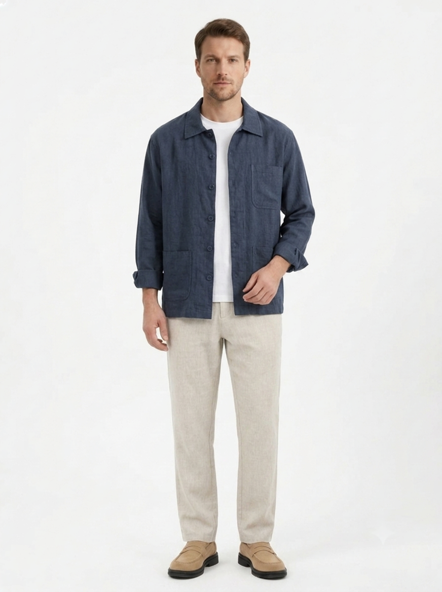 The Linen Overshirt — Lapel Cut