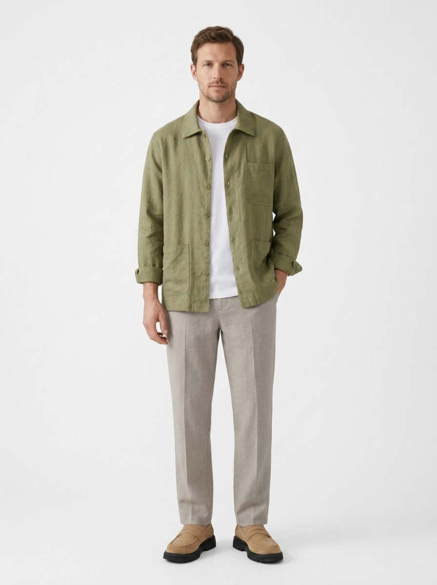The Linen Overshirt — Lapel Cut