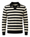 The Retro Knit Polo — Striped Lapel