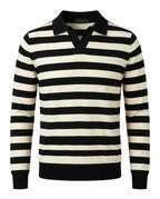 The Retro Knit Polo — Striped Lapel