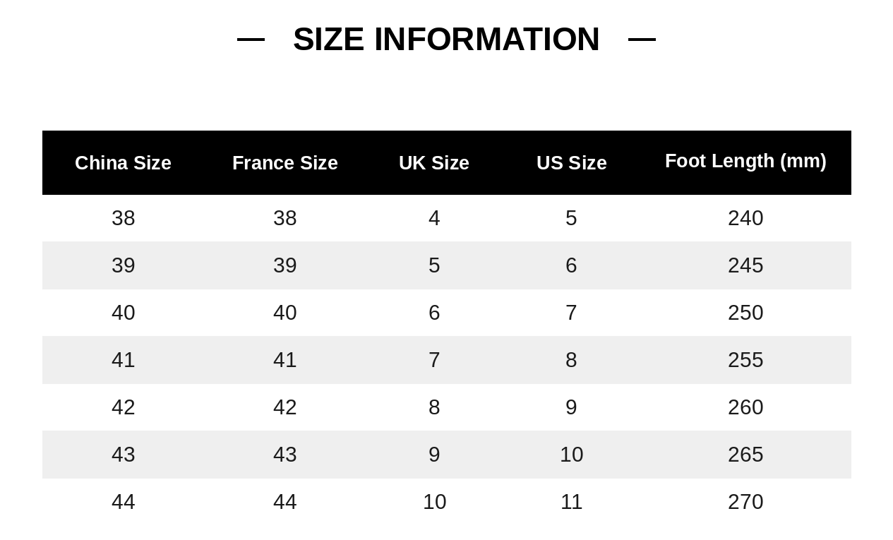 Size Guide