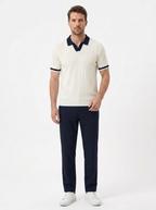 Men's short-sleeve polo shirt, new summer style, high-end trendy look, stretchy slim-fit collared t-shirt