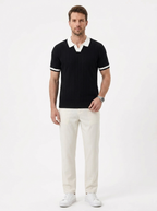 Men's short-sleeve polo shirt, new summer style, high-end trendy look, stretchy slim-fit collared t-shirt