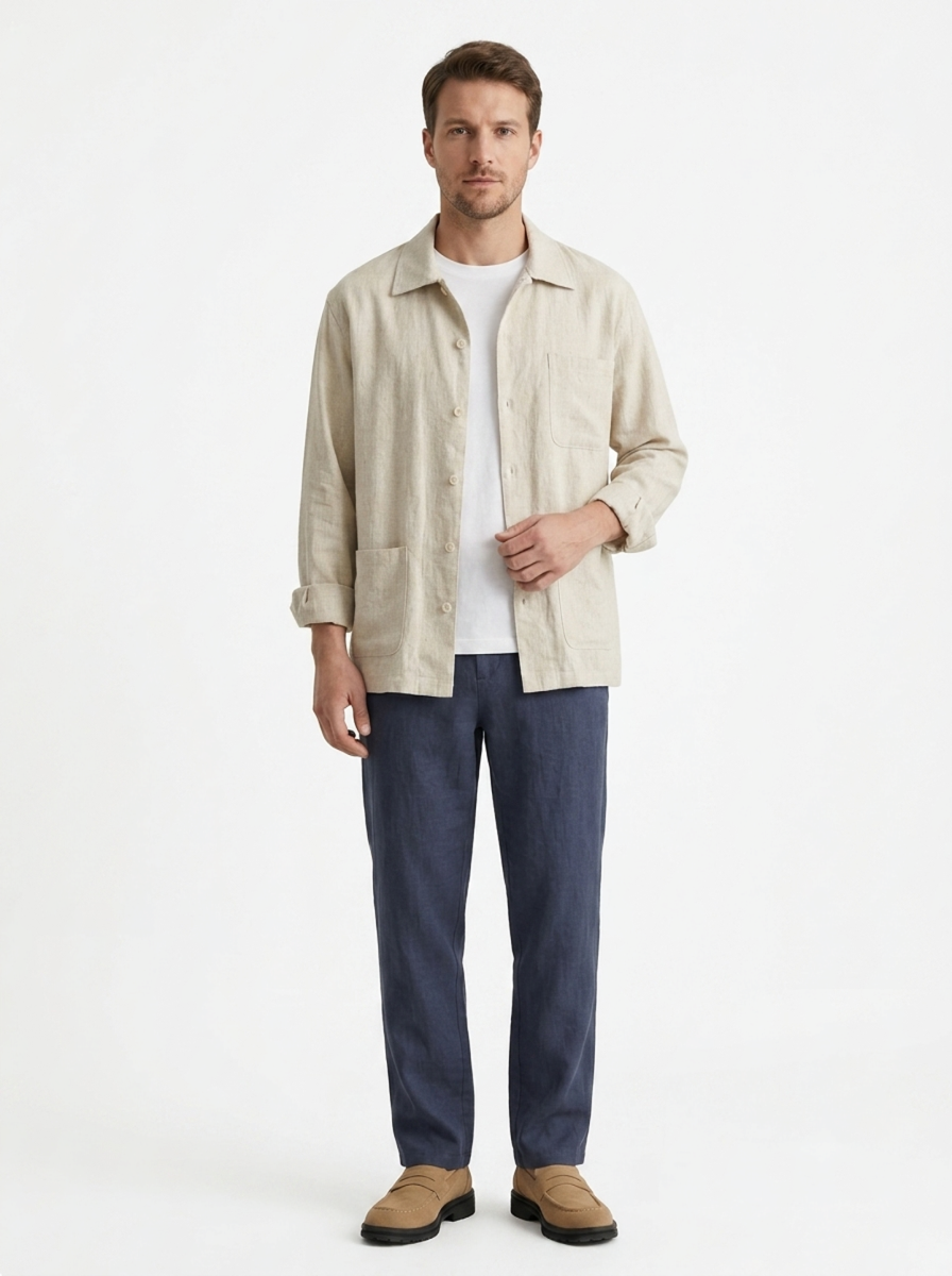 The Linen Overshirt — Lapel Cut