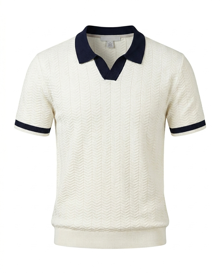 Men's short-sleeve polo shirt, new summer style, high-end trendy look, stretchy slim-fit collared t-shirt